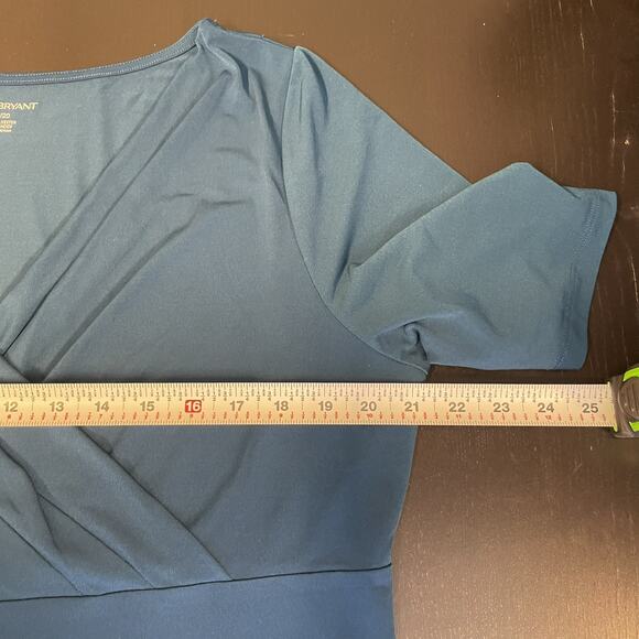 Lane Bryant Women's 2X 18/20 Teal Blue Faux Wrap Top Career Business Stretch - Picture 10 of 10